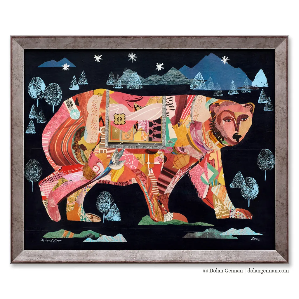 WINTER TALE: POLAR BEAR original paper collage
