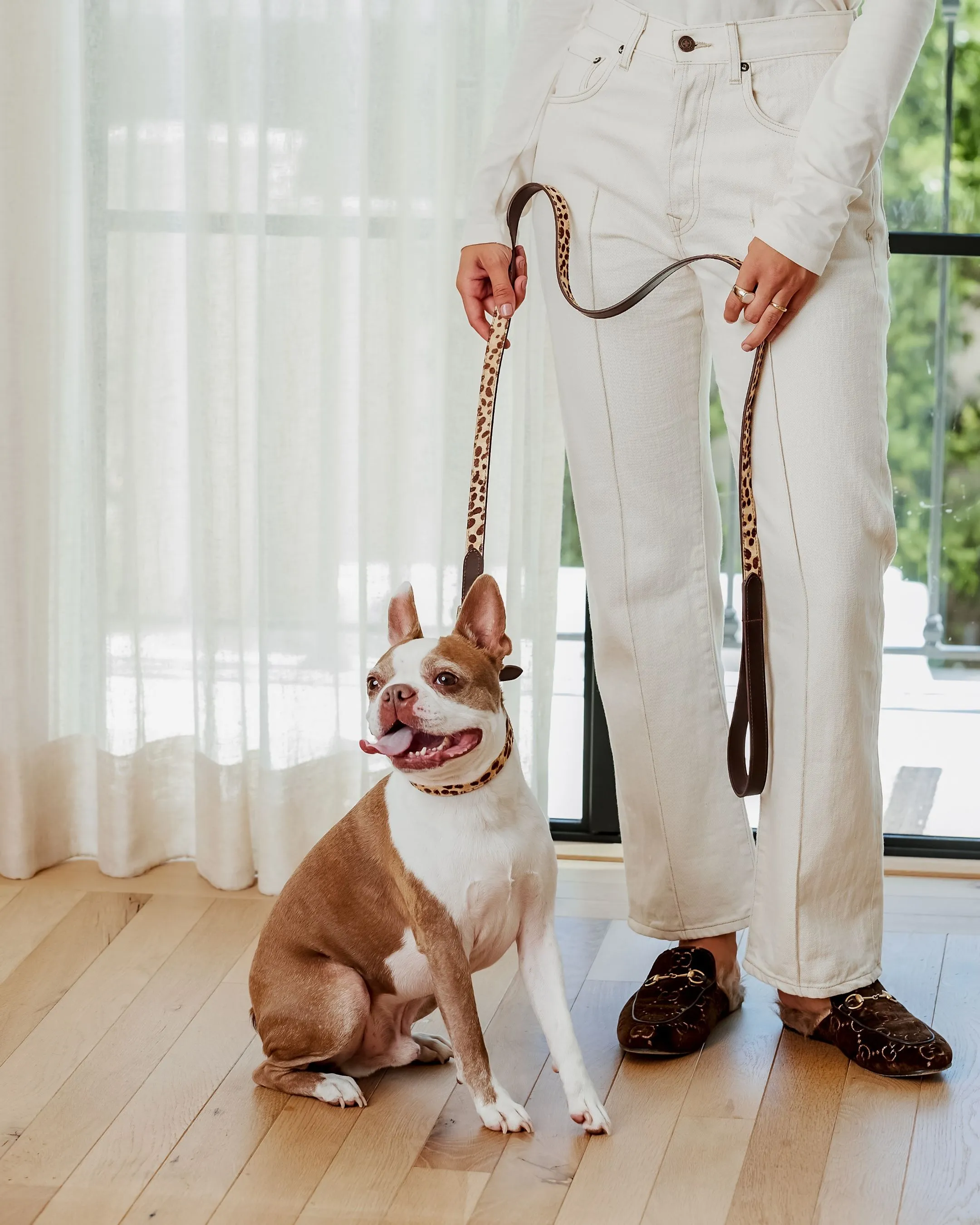 Wylde Brown Spotted Pony Fur Dog Leash