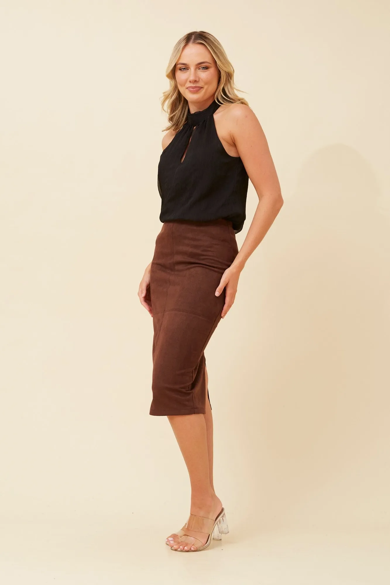 ZINIA FAUX SUEDE SKIRT